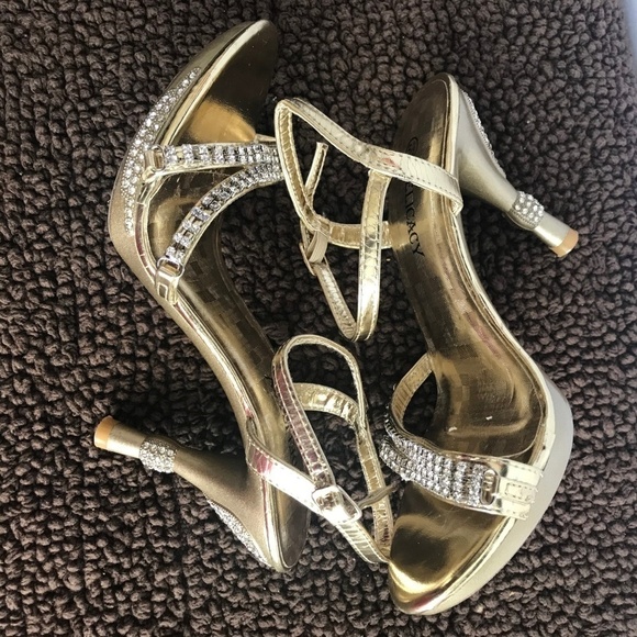 Delicacy Gold & Silver Rhinestone Heels - Picture 1 of 8